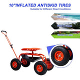 Garden Cart Rolling Scooter, Adjustable Height Heavy Duty Scooter, Rolling Garden Cart with 4 Wheels W227P207223