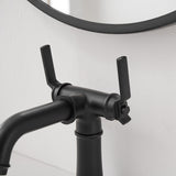 ZNTS Industrial Pipe-Style Bathroom Faucet Black 2-Handle Vanity Mixer Tap Pop-Up Drain Included W1920P254901