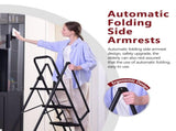 4 Step Ladder with Handrails, Portable Steel Folding Stool with Wide Anti-Slip Pedal Black 09863808