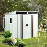 ZNTS 6ft x 5ft Outdoor Metal Storage Shed With window White 40346165