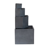 ZNTS 19.7x19.7x41.7" Gray Cement 4 Tier Block Water Fountain Outdoor W2078P178867