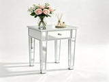 () 1-Drawer MDF Bedside Table with Mirrored Finish 15.75*15.75*24in Silver 52223390