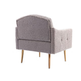 ZNTS COOLMORE Modern Accent Chair with Arms, Tufted Decorative Fabric Armchair with Gold Metal Legs, W39537936