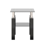 1-Piece Modern Tempered Glass Tea Table Coffee Table End Table, Square Table for Living Room, Black W241104204