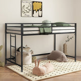 Adam sturdy junior twin loft bed black for kids, space saving, Loft Bed with easy climbing Ladder B083P168426