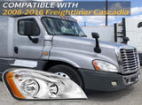 Headlights Assembly Fit For 2008-2017 Freightliner Cascadia, Chrome Housing And Amber Reflector W1155P271775