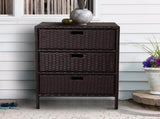 Storage Cabinet for Backyard Pool Area, 3-Drawer Wicker Towel Rack Organizer 08857308