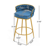 Swivel Counter Height Bar Stools Set of 2, 31." Bar Height Stools with Hand-Woven Backrest & Gold N762P216979C
