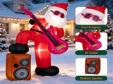 8.4 FT Inflatable Santa Claus with Guitar & Stereo Speaker, Sound Sync LED Lights, Waterproof 73993785