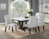 1pc Transitional Modern Formal Dining Table White Genuine Marble Rectangular Table Top Trestle Base B011P196941
