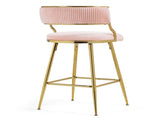 (SET of 2) 26'' Counter height bar stools Corduroy kitchen island counter bar stool with back,golden 80301626