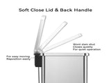 Trash Can, 7.9 Gallon Stainless Steel Slim Step Garbage Bin with Soft Close Lid, Silver 92063480