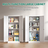 71"H Metal Garage Storage Cabinet, White Tool Steel Locking Cabinet with Doors and 3 Adjustable 82423156