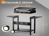 3-Burner Flat Top Gas Griddle Cooking Station with Ceramic Coated Cast Iron Pan, 73140334