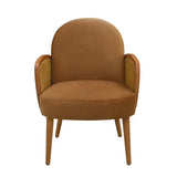 Mid-century Accent Chair with Rattan Armrests&Wooden Legs, for Living Room Reading Bedroom Balcony, N765P220370Y