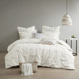 King/Cal King 3 Piece Elastic Embroidered Cotton Duvet Cover Set B03596516