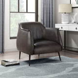 Luxury Furniture 1pc Accent Chair Brown Premium Faux Leather Upholstery Black Finish Metal Legs B011P256313