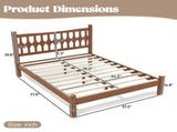 Full Size Bamboo Platform Bed with Diamond-shaped headboard, Solid Bamboo-made Bed Frame with W5316P484021