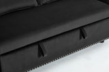 3 in 1 Convertible Sleeper Futon Sofa Bed, 55" Velvet Small Loveseat Lounge Couches with 2 Pillows, W3244P294348