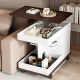 U-Can Adjustable End Table with Wheels, Modern Multifunctional Sofa Side Table with Lift-Top, N724P292505K