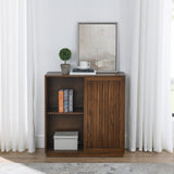 Mid Century Sideboard with 2 Sliding Door & Solid Wood Decorative Strips, Storage Cabinet for Living W1801P195658