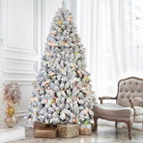 Artificial 4ft Flocked Christmas Tree with 366 PVC Branch Tips, Pine cone*21pcs, 150L Colorful led, 62315672