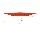 10 x 6.5t Rectangular Patio Solar LED Lighted Outdoor Umbrellas with Crank and Push Button Tilt for W65642334