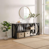 3-Tier Industrial Console Table,70.87 inch, Narrow Entry Table Long Table with Storage for Entryway, W2317P230086