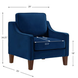 Modern Armchair, Living Room Single Seat Sofa with Wooden Legs, Upholstered Velvet Accent W2186P143465
