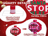Lighted STOP Sign Christmas Yard Decorations, Pre-lit Road Sign SANTA STOP HERE with 70 LED White 88273492
