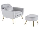 Half Disassembled Single Chair With Gold Feet And Pedals Flannelette Indoor Leisure Chair Light Gray 57652895