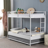 ZNTS Twin Over Twin Bunk Bed with Trundle, Triple Bunk Beds for Kids Teens Adults, Metal Bunk Bed with 57976321