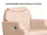 Pink Pedicure Chair, PVC Iron Frame, Manual Recline, with Stool & Bowl 30907558