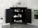 Black Triangle Bathroom Storage Cabinet with Adjustable Shelves, Freestanding Floor Cabinet for Home 62126568