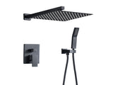 Matte black shower system 12 inch Brass Bathroom Deluxe rain mixed shower combination set wall KE-3803-BN