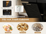 Black Mobile Kitchen Island Cart with Drop-Leaf Design, Lockable Universal Wheels & Trash Storage 95919953