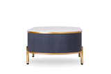 Modern Coffee Table White/Gray Sintered Stone Top & Gold With Drawer B091119902