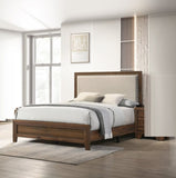 Brown Cherry Finish Fabric Upholstered Headboard Tufted Nailhead Trim 1pc Twin Size Youth Kids Panel B011P173497