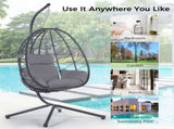 Egg Chair with Stand Indoor Outdoor Swing Chair Patio Wicker Hanging Egg Chair Hanging Basket Chair W874106468
