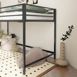 Adam sturdy junior twin loft bed black for kids, space saving, Loft Bed with easy climbing Ladder B083P168426