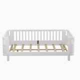 Full Size Wood Platform Bed for Kids, Wood Low Profile Full Bed with Rails for Girls and Boys, W2593P233767