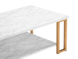 (106 x 50 x 48cm) Simple Double-layer Golden Iron Pipe Marble PVC Coffee Table Rectangular 28906257
