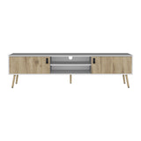 Huna TV Stand, Dual-Tone with Hinged Drawers and Open Shelves B200P173202