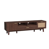 Wood Fashionable TV Stand for 75" TVs, TV Cabinet with Soft-Closing Door and Drop-Down Door Cabinet, N710P257619P