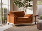 Pasadena 36" Wide Modern Farmhouse Accent Arm Chair, Burnt Orange Performance Velvet B2719P385739