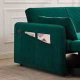 MH" Sleeper Sofa Bed w/USB Port, 3-in-1 adjustable sleeper with pull-out bed, 2 lumbar pillows and W1193137590
