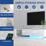 TV Console with Storage Cabinets, Full RGB Color 31 Modes Changing Lights Remote RGB LED TV Stand, W1701105065