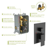 Shower System with Waterfall Tub Spout,16 Inch Ceiling Mount Square Shower System with Rough-in W124381949