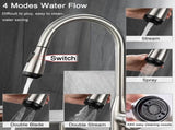 Single Handle High Arc Brushed Nickel Pull Out Kitchen Sink Faucet with 4 Spraying Modes,Single 26405132