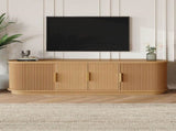 Farmhouse Wooden TV Stand with Sliding Tambour Door for TVs up to 75", Fluted Media N721P351937D